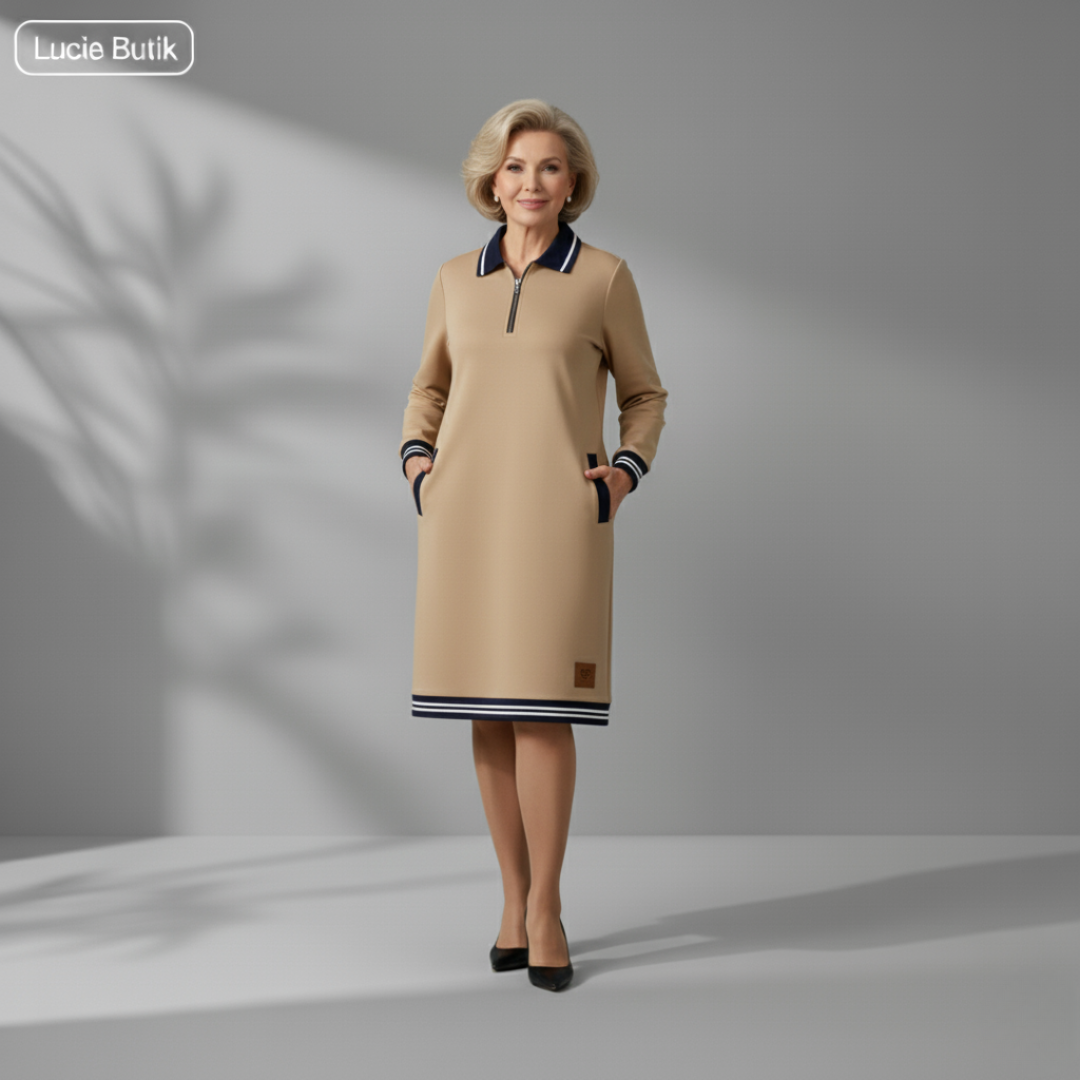 Sofie™ – Šaty s dlouhými rukávy, zipem a